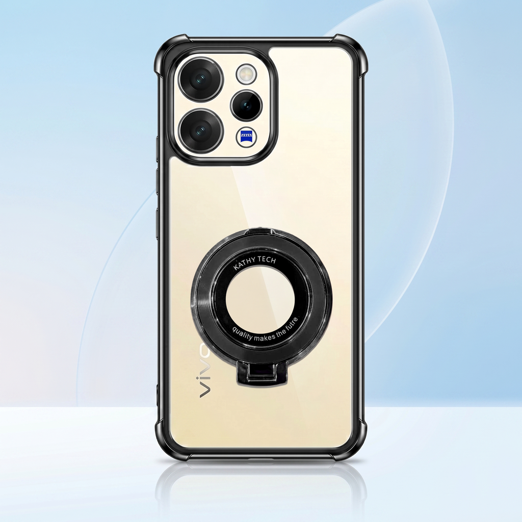 Vivo V70 5G Original Luxury Magnifier Ring Stand Shockproof Airbags Corner Case
