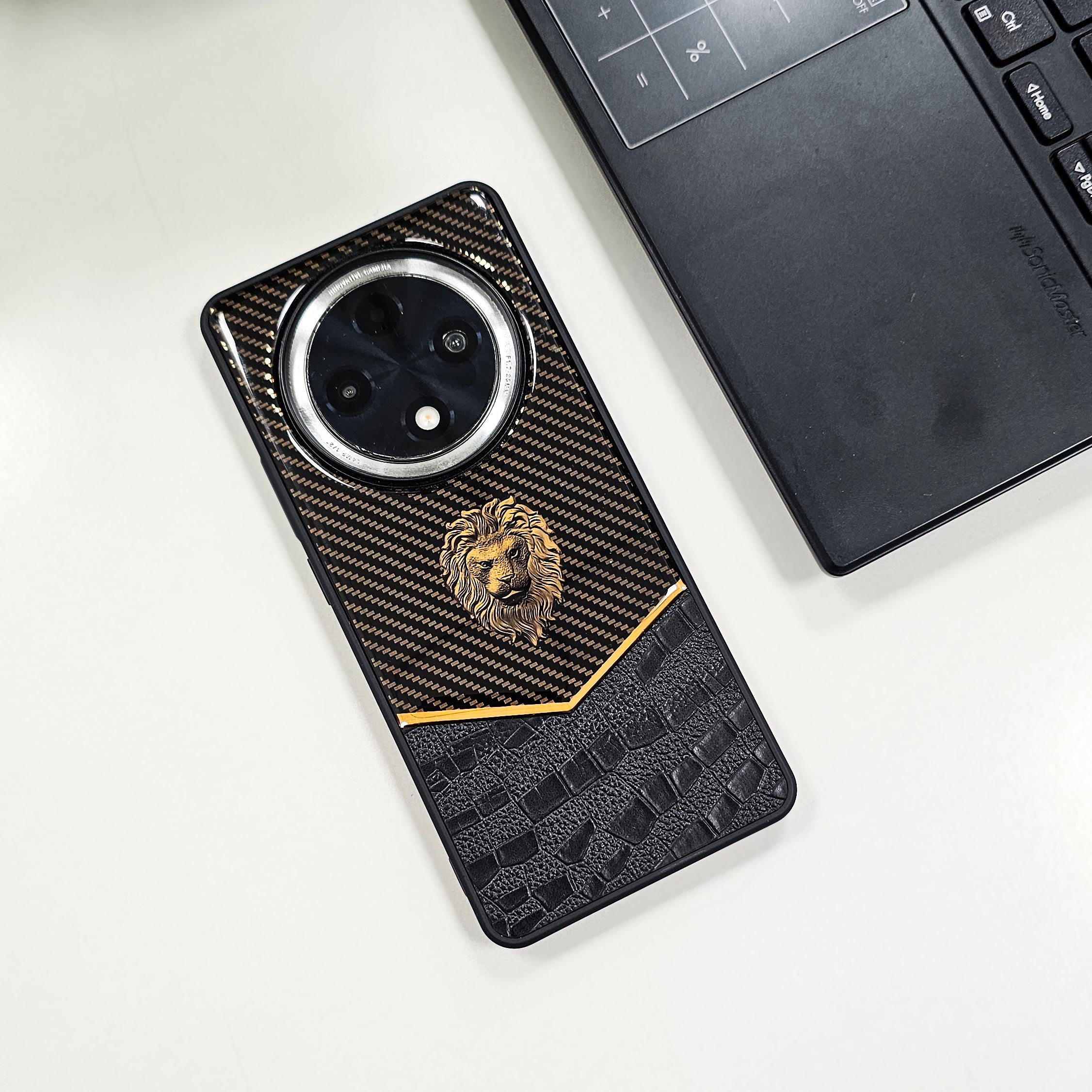 Oppo F27 PRO+ 5G Luxury Lion Pattern Leather And Liquid Silicone Case