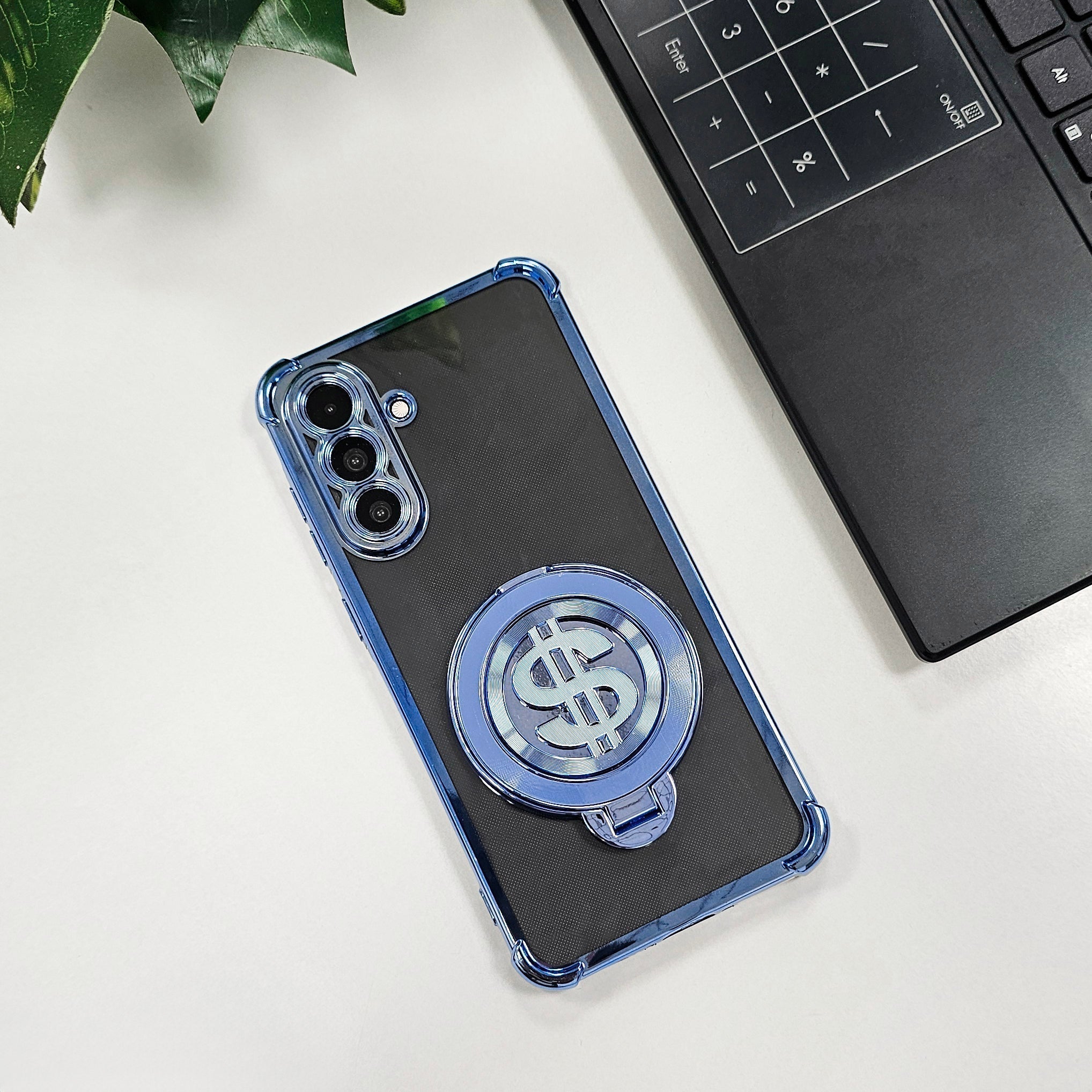 Samsung Galaxy A56 5G Four Corner Airbags 100% Original Astro Money Magnet Rotating Dollar Case blue