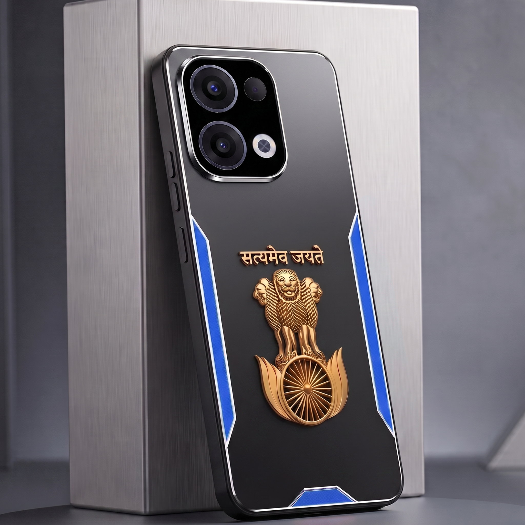 Oppo Reno 13 5G Satyamev Jayate 3D Metal Aluminium Back Case