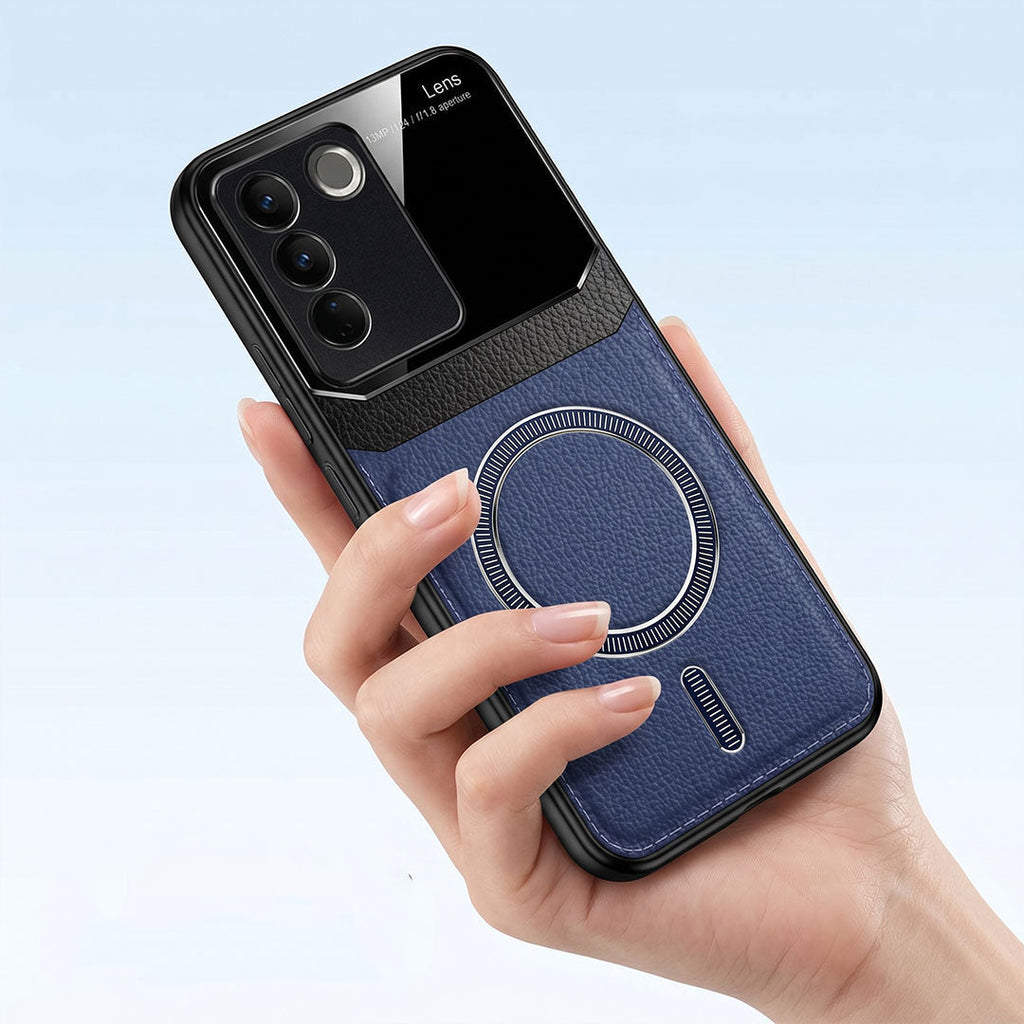 Vivo V27 5G Premium Magsafe Magnetic Leather Lens Protective Case