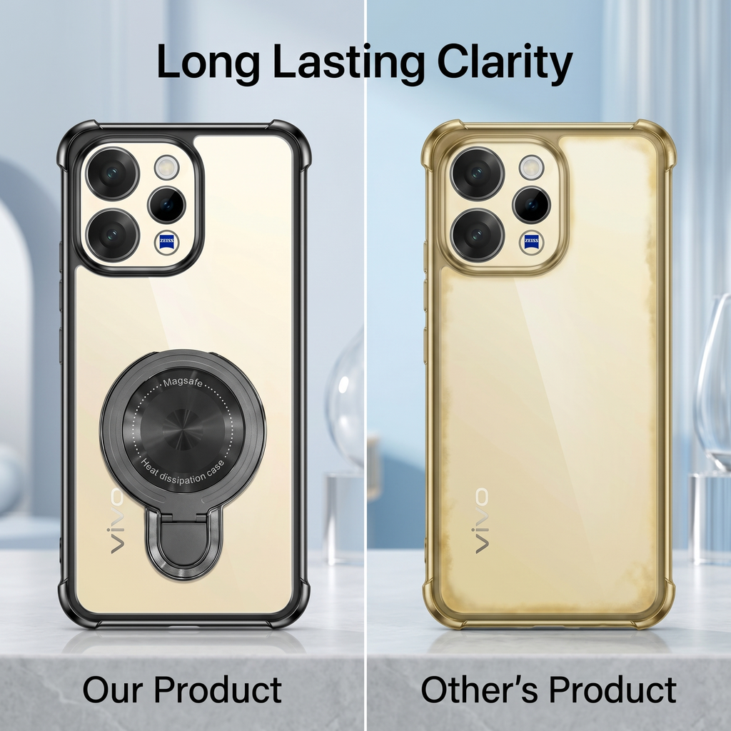 Vivo V70 5G Luxury Four Corner Invincible Bracket Ring Stand Case