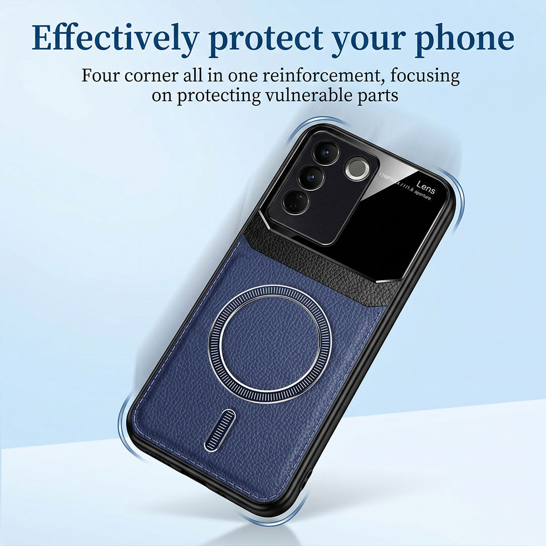 Vivo V27 5G Premium Magsafe Magnetic Leather Lens Protective Case