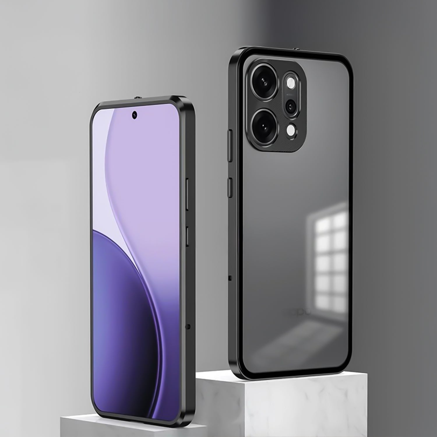 Oppo Reno 14 5G Aluminium Metal Bumper Shield Transparent Back Case