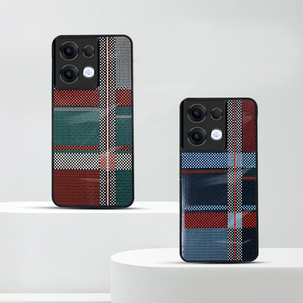 Oppo Reno 13 5G Luxury Grid Pattern Glass Back Shockproof Case