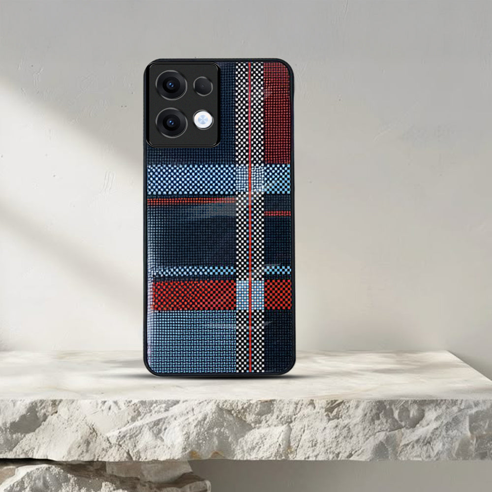 Oppo Reno 13 5G Luxury Grid Pattern Glass Back Shockproof Case