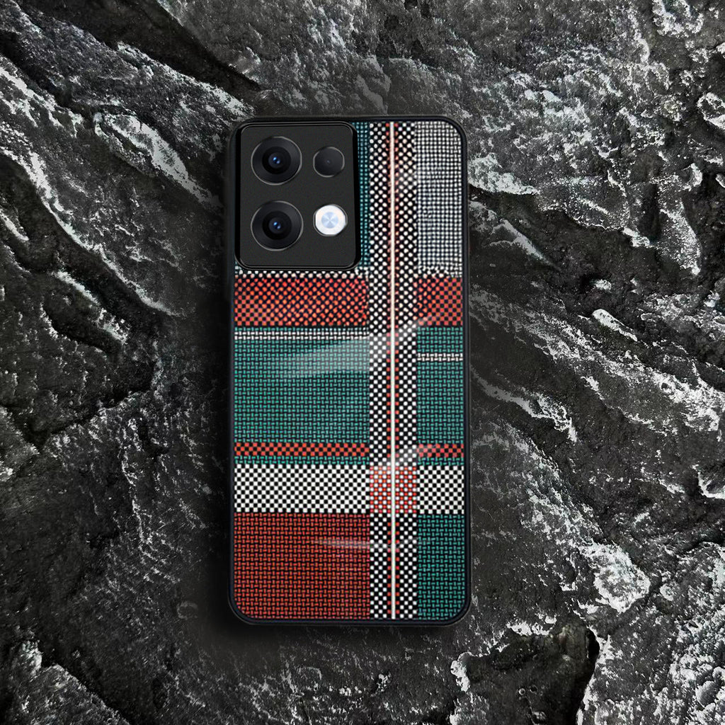 Oppo Reno 13 5G Luxury Grid Pattern Glass Back Shockproof Case