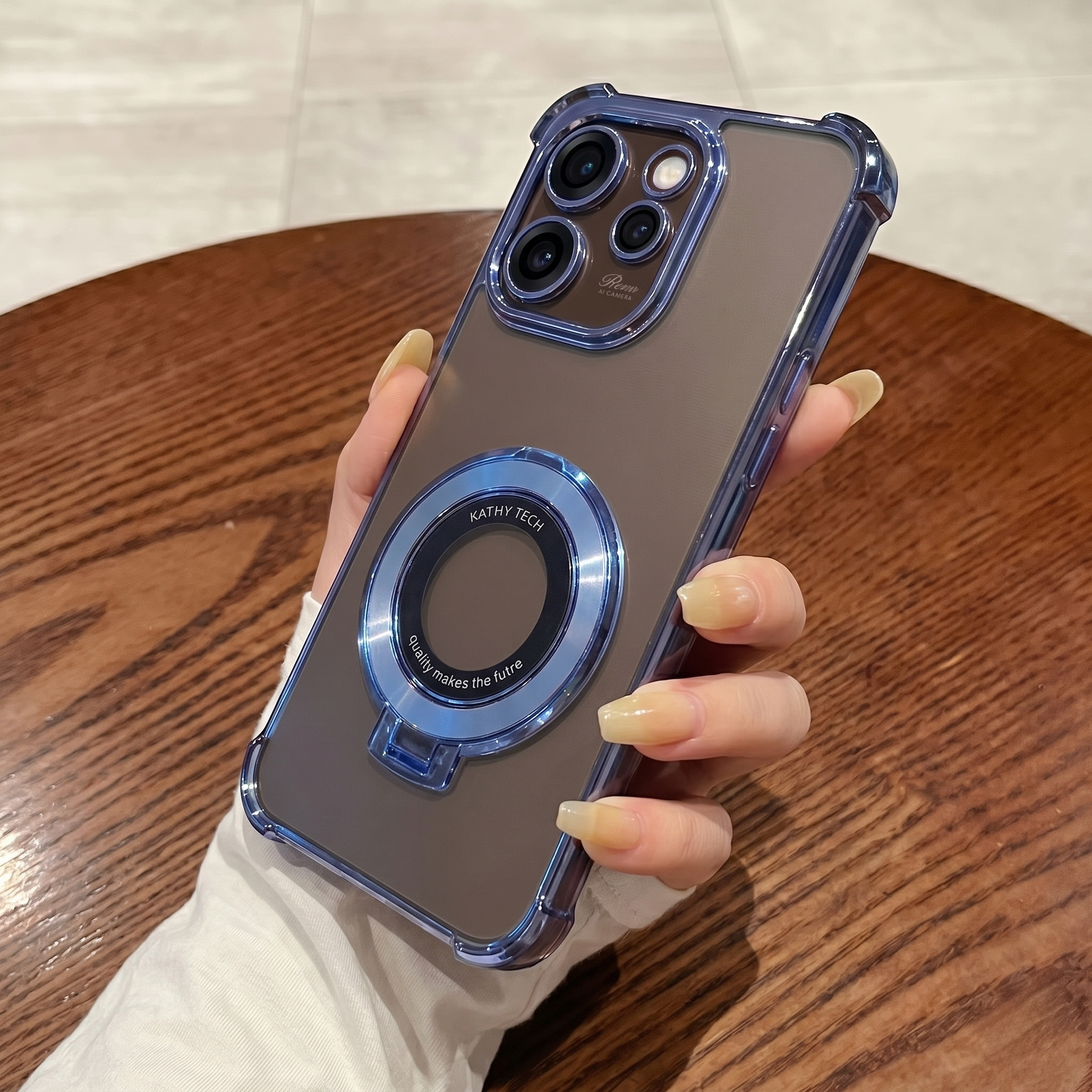 Oppo Reno 15 Pro Mini 5G Original Luxury Magnifier Ring Stand Shockproof Airbags Corner Case