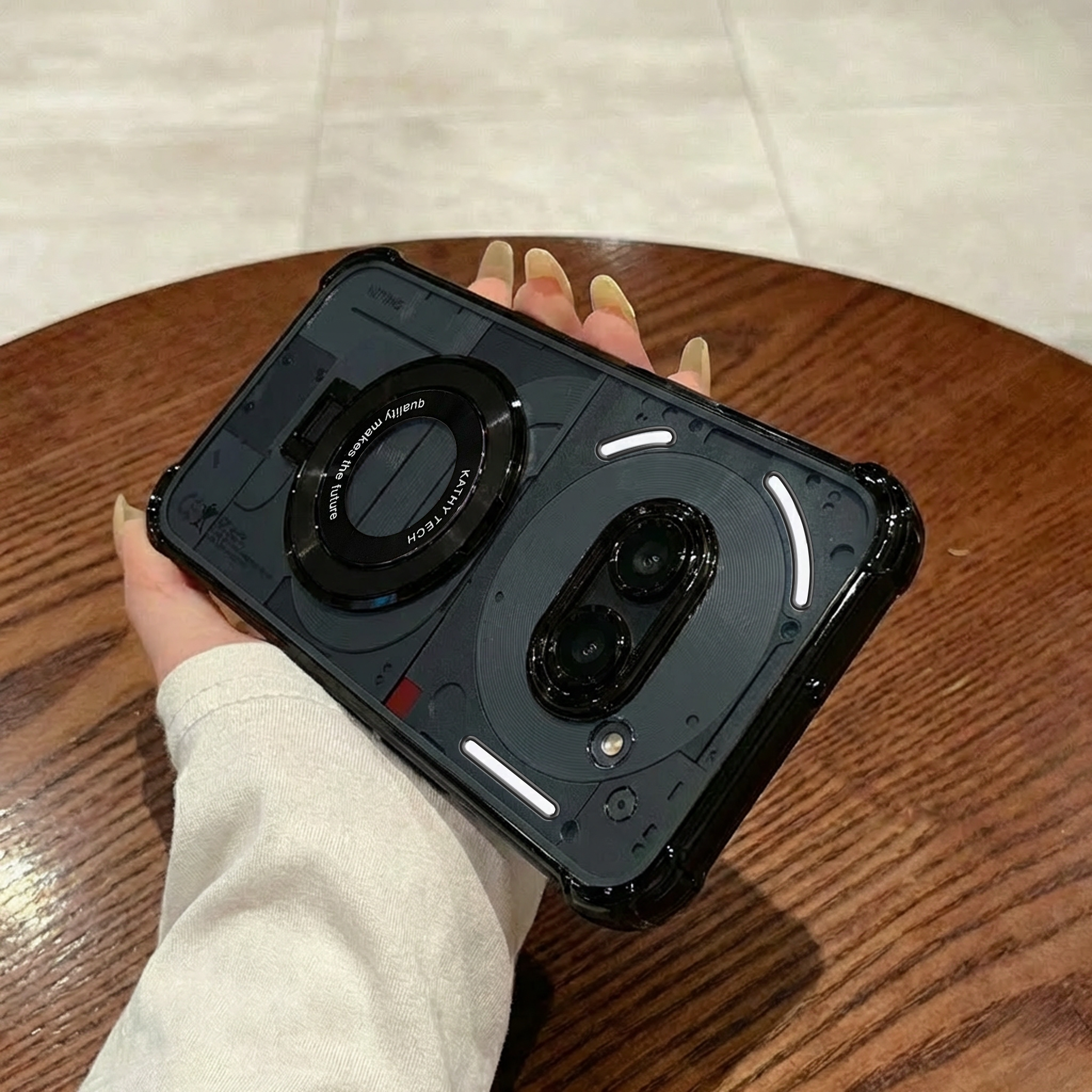Nothing Phone 2a 5G Original Luxury Magnifier Ring Stand Shockproof Airbags Corner Case